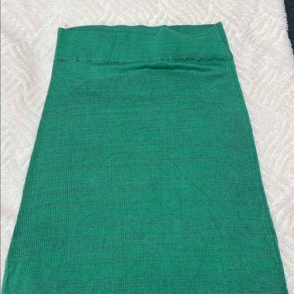 Free People Golden Hour Midi Skirt | Size L | NWT | Green Knit Ribbed - Picture 7 of 11